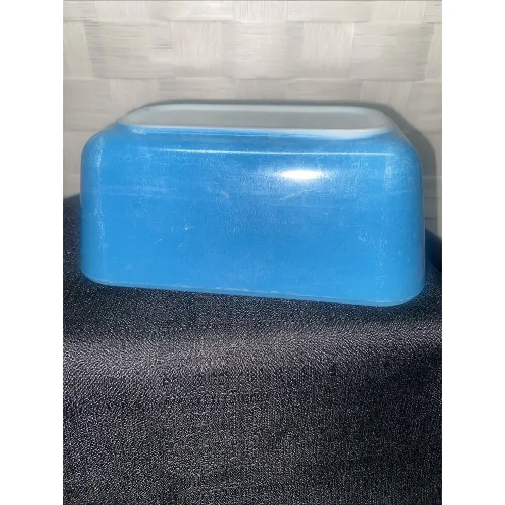 PYREX Vintage A-38 502-B Rectangle Blue No Lid Made Is USA